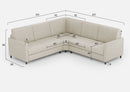 Divano Angolare 5 Posti 221x221x85 cm Karay in Tessuto Latte