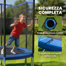 Trampolino Ø244 x 240A cm Rete di Protezione e Scala per Accesso in Acciaio e PP Blu      