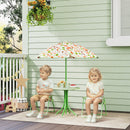 Set da Giardino per Bambini 2-5 Anni con Tavolino 2 Sedie e un Ombrellone Verde    