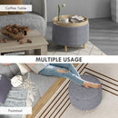 Pouf Contenitore Vellutato da 120 kg max 56x56x42 cm con Vassoio a Ribalta in MDF e Rovere Grigio