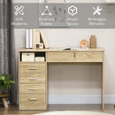 Scrivania per Camera o Ufficio 110x50x76 cm con 2 Cassetti e 2 Chiavi in Legno Bianco      
