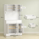 Credenza da Cucina Moderna 100x38x180 cm con 4 Armadietti 2 Cassetti e Ripiani Regolabili Bianco      
