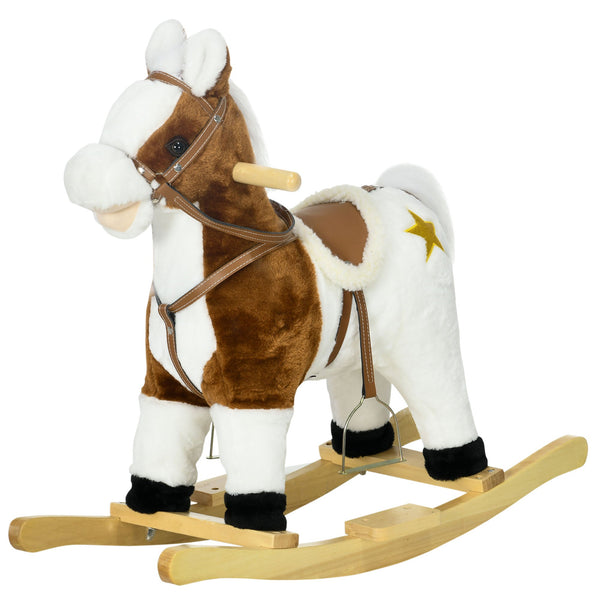 Cavallo a Dondolo per Bambini 68x26x62 cm con Suoni in Peluche Marrone acquista