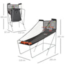 Canestri Basket con Tabellone LED 205x110x205 cm 4 Palloni e 8 Modalità di Gioco Bianco e Nero   