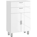 Mobile Bagno 60x30x93 cm con 2 Cassetti e Armadietto Rivestimento in Melamina Bianco  