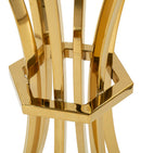 Tavolinetto Alto Shanty Ø50x92 cm in Ferro e Vetro Oro e Nero      
