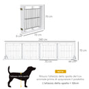 Cancellino per Cani Pieghevole 280x70 cm con 4 Pannelli in Legno e Acciaio Bianco      