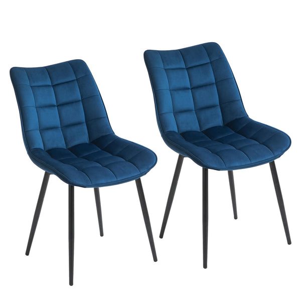 Set 2 Sedie Imbottite 46x58,5x85,5 cm in Tessuto Vellutato Blu online