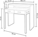 Scrivania Consolle Estensibile 99x36/70x88 cm 2 Cassetti Bianco e Cemento