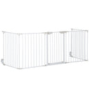 Cancellino per Cani Regolabile e Pieghevole 300x74,5 cm con Chiusura Automatica e Blocco in Metallo e Plastica Bianco      