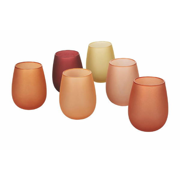 sconto Set 6 Bicchieri Acqua Effetto Frosted Happy Hour Sunset in Vetro VdE Tivoli 1996 Rosso