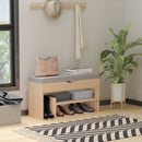 Panca Scarpiera 2 Ripiani in MDF con Cuscino 80x30x48 cm  Grigio e Rovere