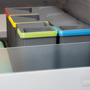 Base 2 Posti per Pattumiera Differenziata per Cassetti Cucina 60 cm in Plastica Emuca Grigio