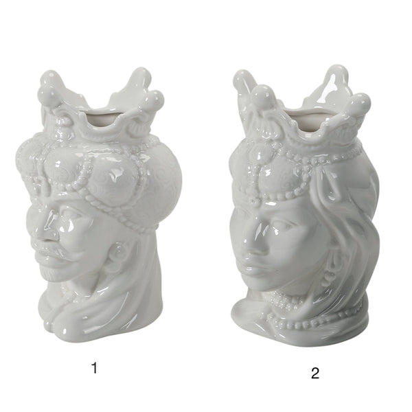 Set 2 Vasi Testa di Moro 12x12x19,5 cm in Ceramica VdE Tivoli 1996 Sicilia prezzo