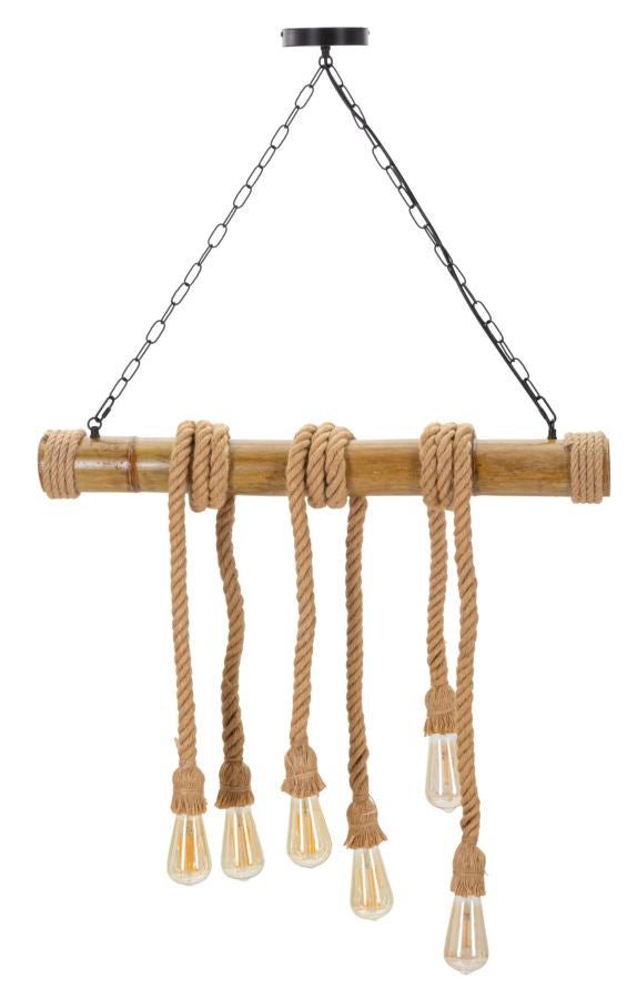 Lampadario Bamboo Rope 80x15x120 cm in Bambù e Corda Marrone acquista