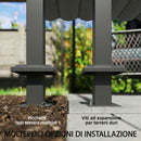 Pergola Addossata 3x3 m con Tetto Retrattile Scorrevole UV30+ e Fori di Drenaggio Grigio Scuro      