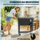 Carrello Frigo  91x39x84,5 cm Capacità 76L con Ripiano Apribottiglie e Raccoglitore Tappi in Plastica e Acciaio Nero      