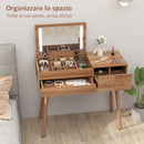 Tavolo da Trucco con Specchio a Luci LED 100x40x87 cm con Organizer Interno Rivestimento in Melamina Noce  