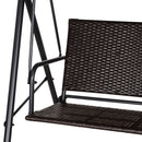 Dondolo da Giardino 2 Posti con Tettuccio Regolabile 140x110x151 cm in Metallo e Rattan PE Marrone e Grigio      