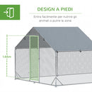 Pollaio Gabbia per Galline da Esterno 600x300x195 cm in Acciaio Zincato Grigio Argento