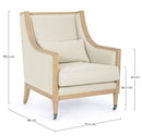 Poltrona Imbottita 75,5x88x98,5 cm in Tessuto Lino