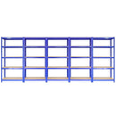 Set 5 Scaffali Senza Bulloni 90x45x180 cm con Connettori in Acciaio Blu 