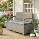 Panca Giardino 170L, 2 Posti Rattan con Cuscino, Grigio Chiaro      