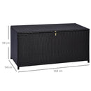 Baule da Esterno da 284L Apertura con Pistone a Gas 118x54x59 cm in Rattan PE Marrone Scuro 