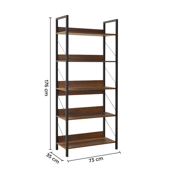 Libreria in Legno 73x176x35 cm Scaffale 5 Ripiani per Ufficio Noce acquista