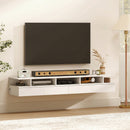 Set 2 Comodini Sospesi 40x35x30 cm con Stazione di Ricarica Cassetto e Ripiano Aperto in Legno Bianco      