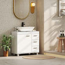 Mobile Sottolavabo Bagno 70x30x 64 cm con Armadietto in MDF Bianco      