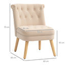 Poltrona da Soggiorno e Camera 60x66x79 cm Trapuntata a Bottoni in Velluto Beige  