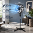 Ventilatore a Piantana 75W con 6 Pale Ø40 cm e Griglia 45 cm 3 Velocità Nero      
