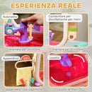 Specchiera Giocattolo per Bambini Tavolo Toeletta con Accessori e Rubinetto Rosa  