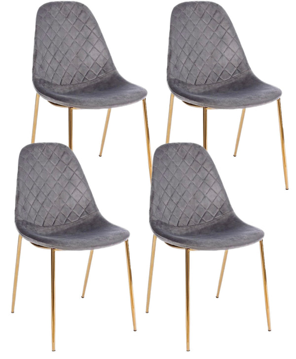 Set 4 Sedie Imbottite 48x55x85 cm Terry in Velluto Grigio Scuro acquista