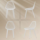 Set 4 Sedie da Pranzo Design Moderno con Schienale Traforato in Plastica Bianco    