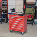 Carrello Porta Attrezzi 69x33x75 cm con 7 Cassetti Tappetini in EVA Serratura e 2 Chiavi Ruote con Freno in Acciaio Rosso      