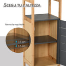Mobile a Colonna da Bagno 32x30x80 cm  Bambù e Grigio