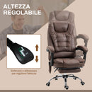 Poltrona da Ufficio 65x70x111-119 cm con Telecomando e 6 Punti di Massaggio in Microfibra Marrone      
