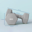 Set 2 Manubri Esagonali da 2x6 kg con Impugnatura Antiscivolo in Metallo e Plastica Grigio      