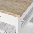 Carrello da Cucina 37x37x82 cm 3 Ripiani 1 Cesta in Legno  Bianco