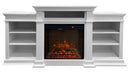 Camino Elettrico da Pavimento Effetto Fiamma 179x48x85 cm 900W/1800W in Legno Bianco