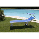 Lettino Mare con Parasole Richiudibile 181x71,5x38,5 cm in Alluminio PVC e Poliestere Blu Mélange Riccione      