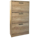 Scarpiera Salvaspazio 3 Ante a Ribalta 60x24x120h cm in Melaminico Venato a Rilievo Rovere