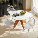 Set 4 Sedie da Pranzo Design Moderno con Schienale Traforato in Plastica Bianco    