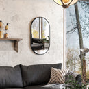Specchio da Bagno Ovale da Parete 40x70x3 cm con Cornice Verticale o Orizzontale in Alluminio Nero      