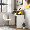 Scrivania PC Moderna 110x50x102,6 cm con Piano Rialzato Bianco e Noce   