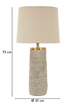 Lampada da Tavolo Lima Ø37x73 cm in Ceramica e Ferro e Tessuto Grigio e Oro      