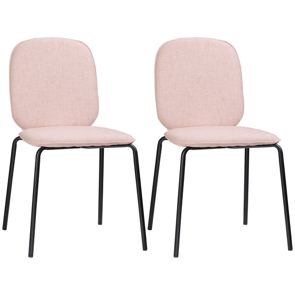 Set 2 Sedie Imbottite 50x56x83 cm in Tessuto e Acciaio Rosa sconto