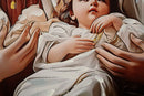 Stampa Dipinta su Tela Laccata Natività con Cornice 102x4x72 cm in Abete e Tela e Plastica      